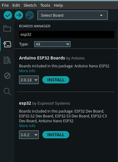 Install ESP32S3 support in Arduino IDE